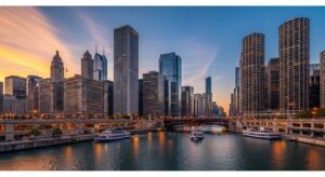 Chicago savings guide featuring the Chicago River and skyline
