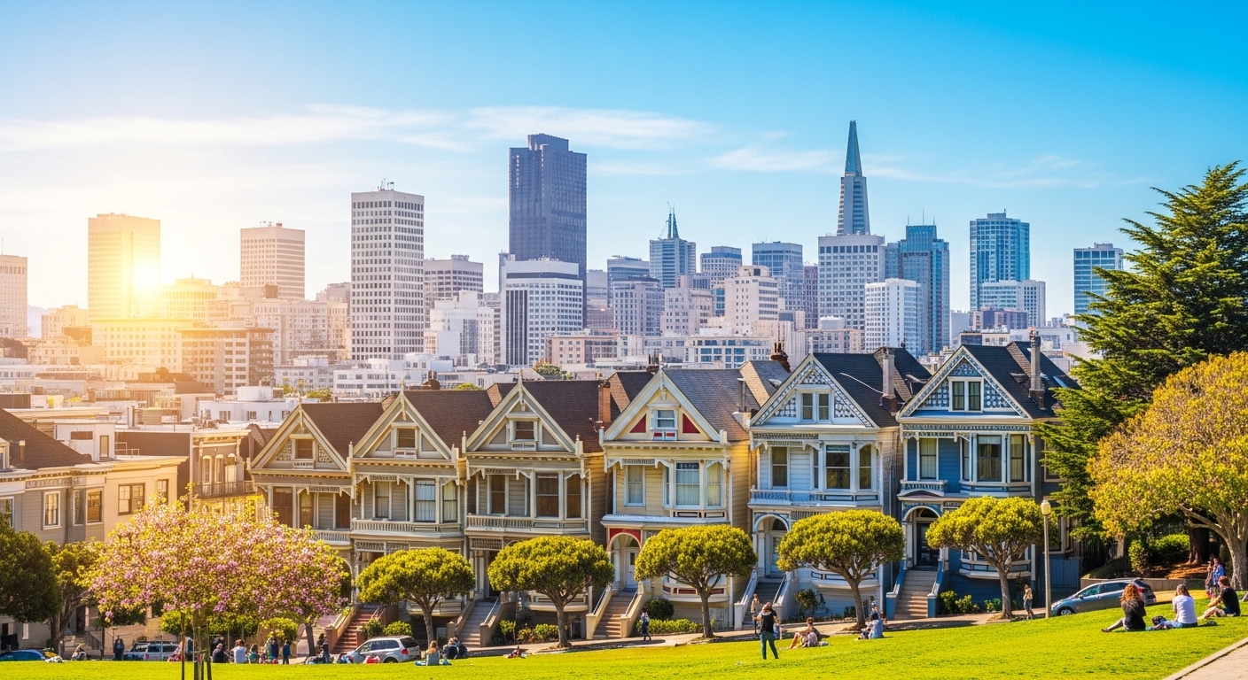 San Francisco weekend guide featuring the Painted Ladies and city skyline